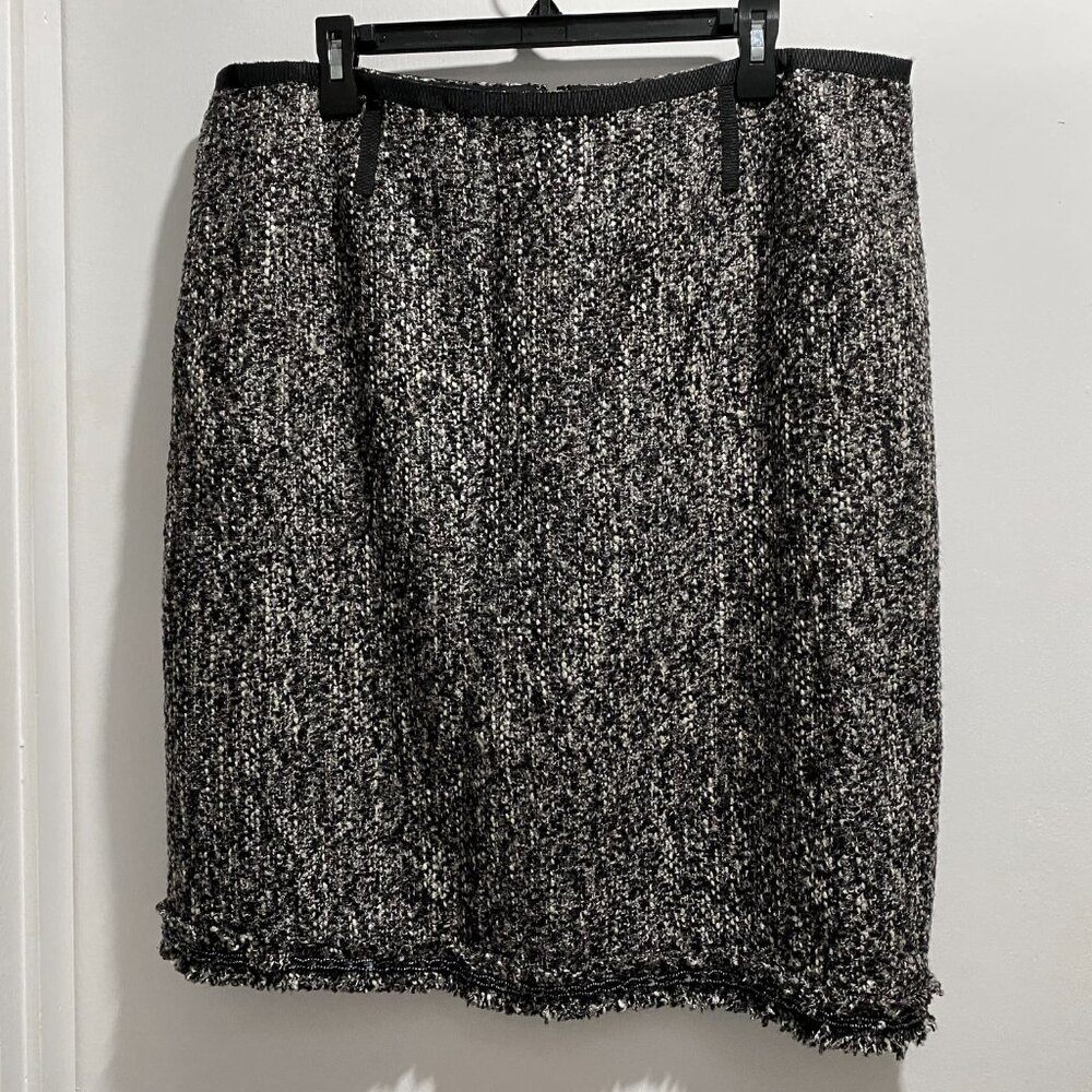 Talbots Tweed Wool Blend Knee Beaded Sequin Office Work Preppy Lined Skirt 16